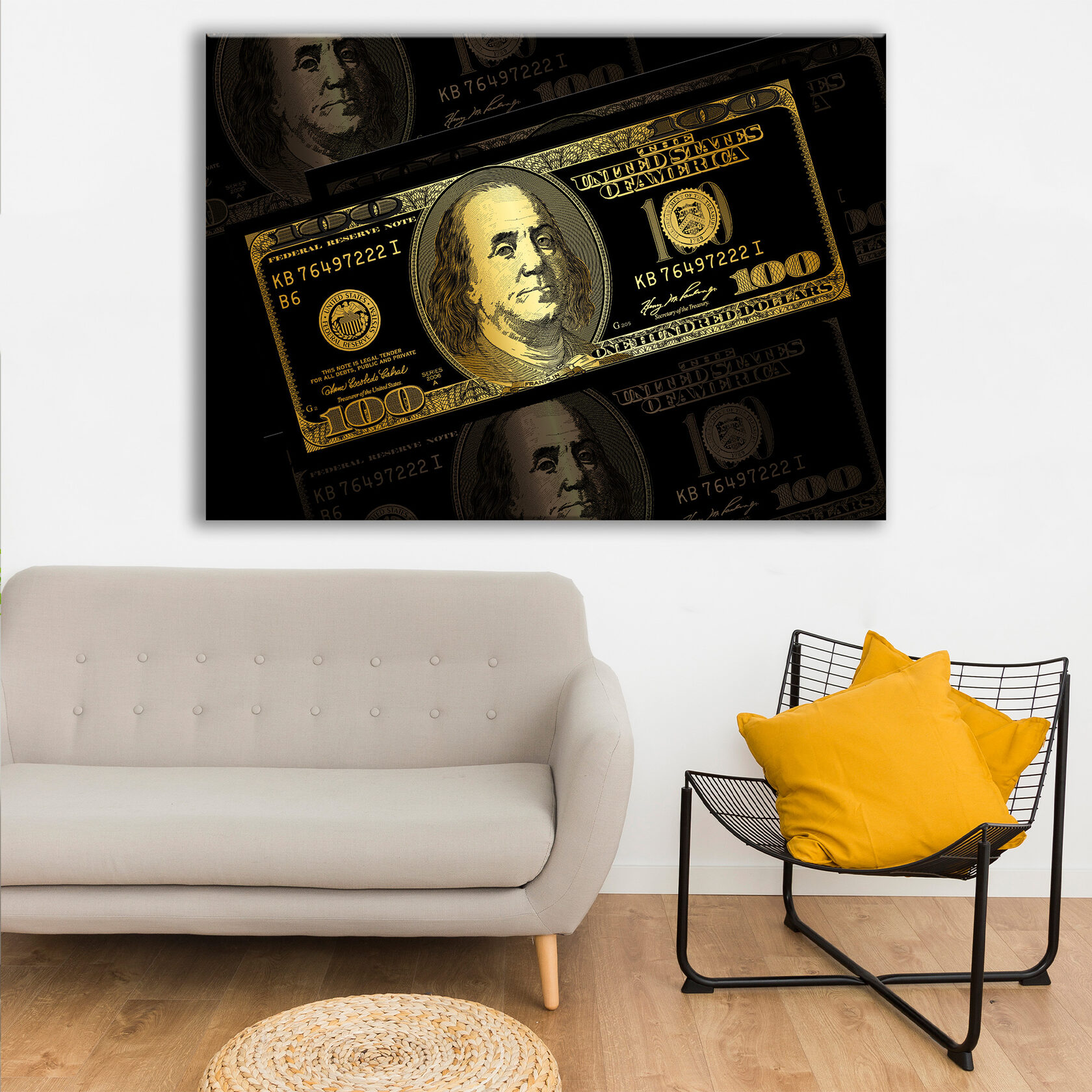 

Картина на холсте Golden Benjamin Franklin 80х110 см