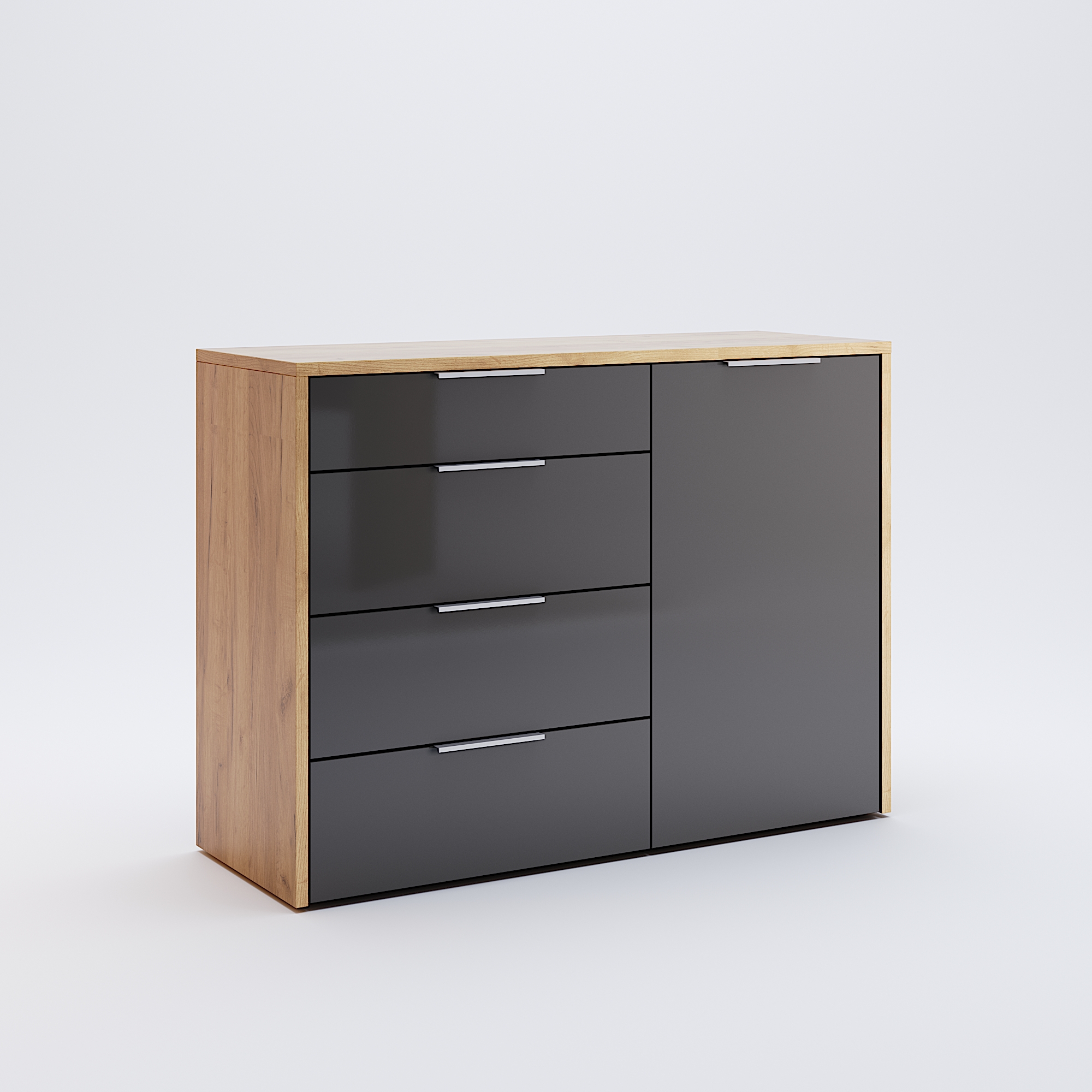 

Комод MiroMark Рамона однодверный дуб крафт/черный RA-64-LV