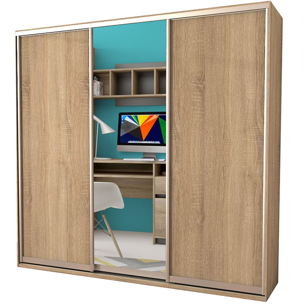 

Шкаф-купе Zevs Трехдверный ДСП+Зеркало ШК-5 180х60х210 дуб сонома