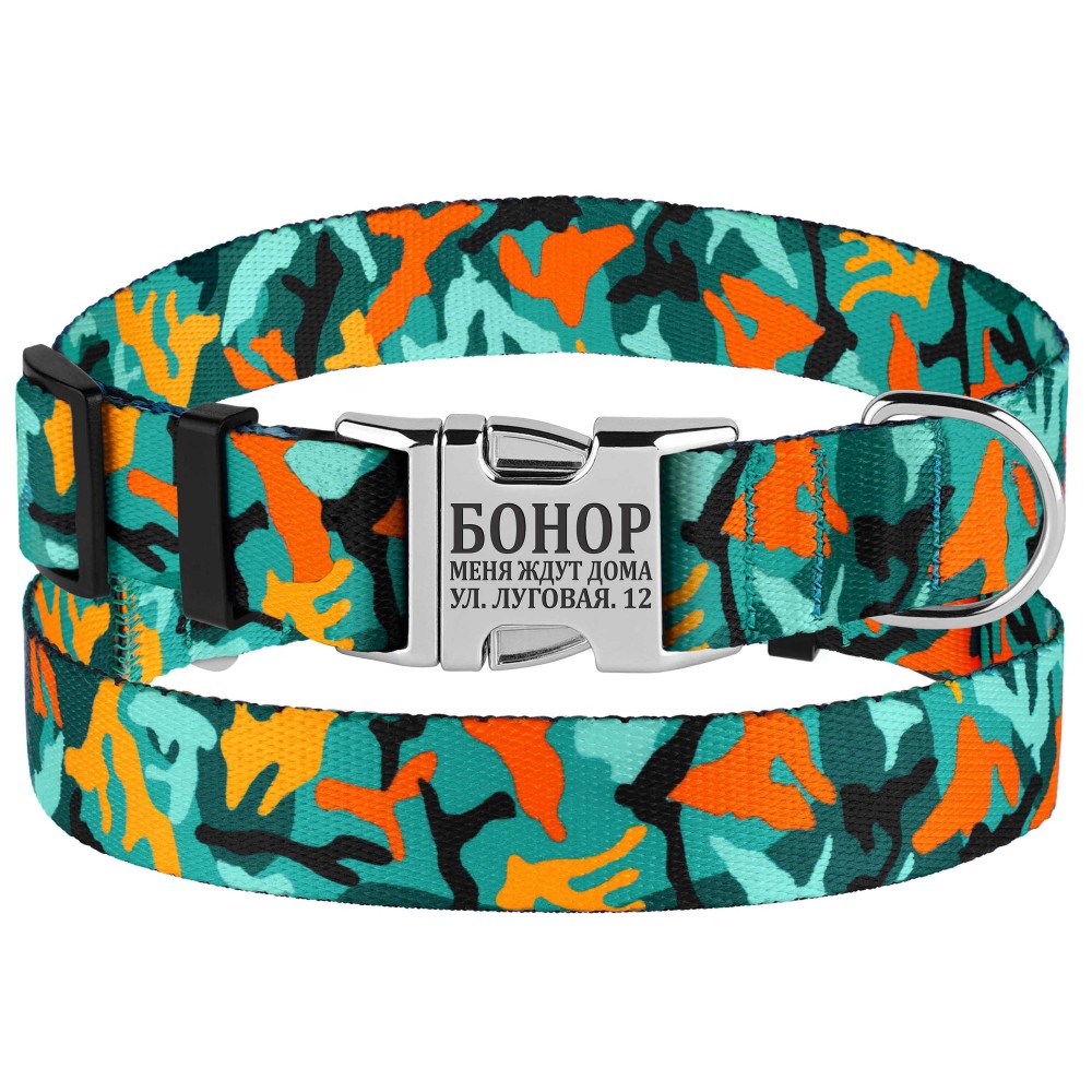 

Ошейник для Собак BronzeDog Urban Camo Нейлоновый с Металлической Пряжкой и Гравировкой Зеленый 16 мм 25-33 см (32/1365)