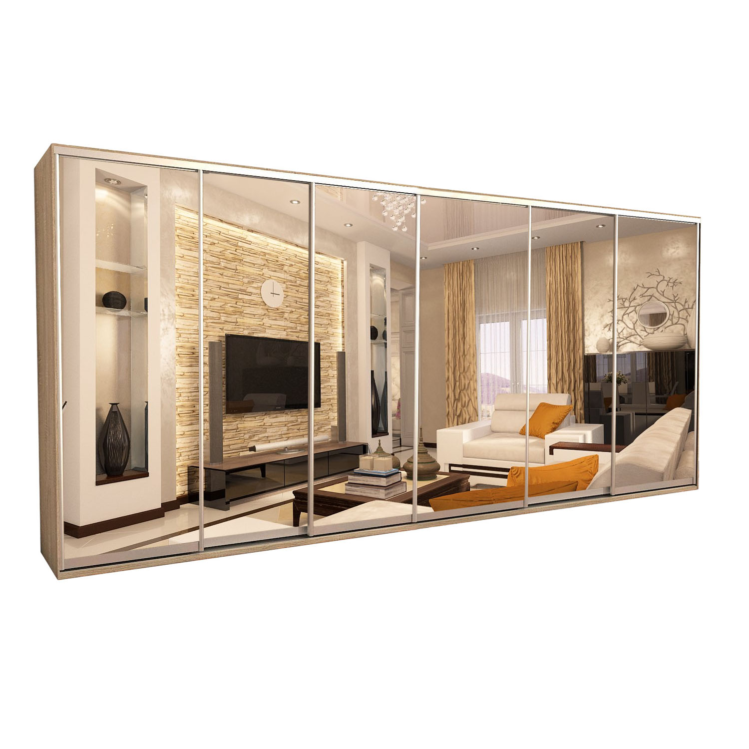 

Шкаф-купе Zevs Шестидверный Зеркало 400х45х240 дуб сонома