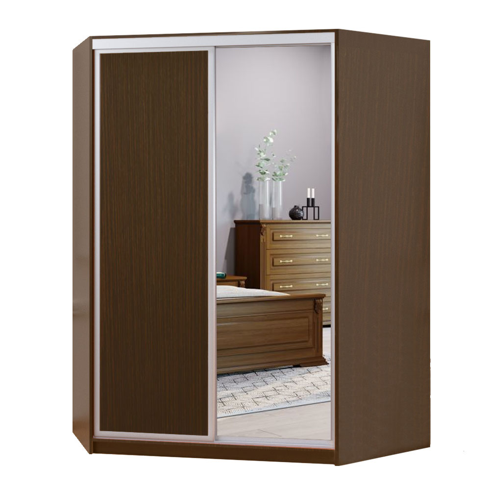 

Шкаф-купе угловой Zevs ДСП+Зеркало ШКУ-2 140х45х240 орех лесной