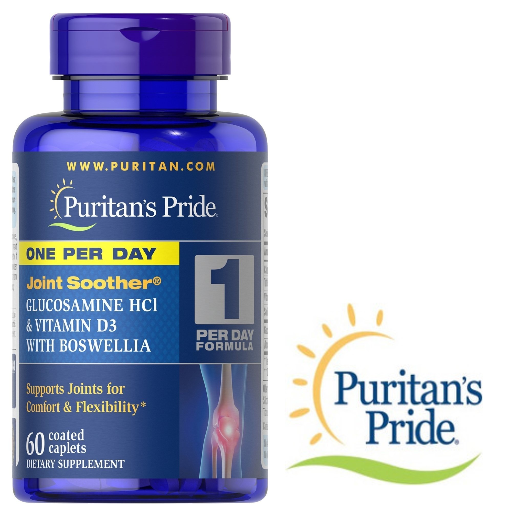 

Хондропротектор Puritan's Pride Glucosamine HCI & Vitamin D3 with Boswellia - One Per Day 60 таблеток 1525