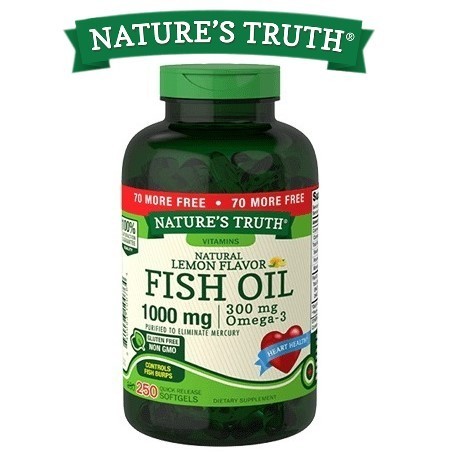 

Рыбий жир Nature's Truth Fish Oil 1000 мг (300 мг Omega-3) Лимонный вкус 250 гелевых капсул 1498