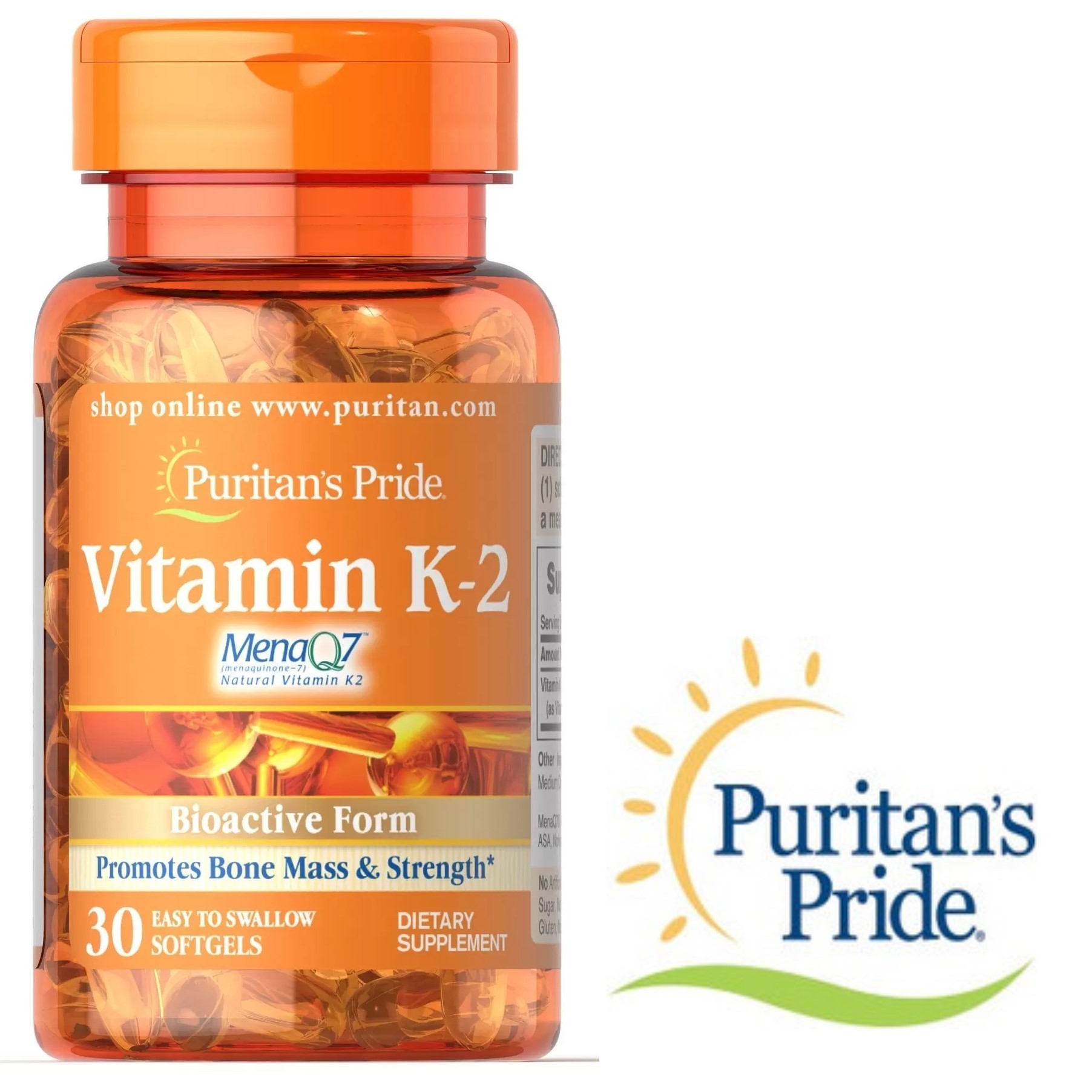 

Витамин К Puritan's Pride Vitamin K-2 100 мкг 30 гелевых капсул 1522