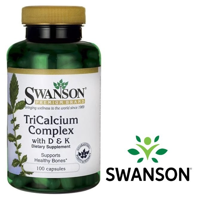 

Комплекс Swanson Tricalcium Complex with D & K (Кальций + Витамин Д3 и К) 100 капсул 1548