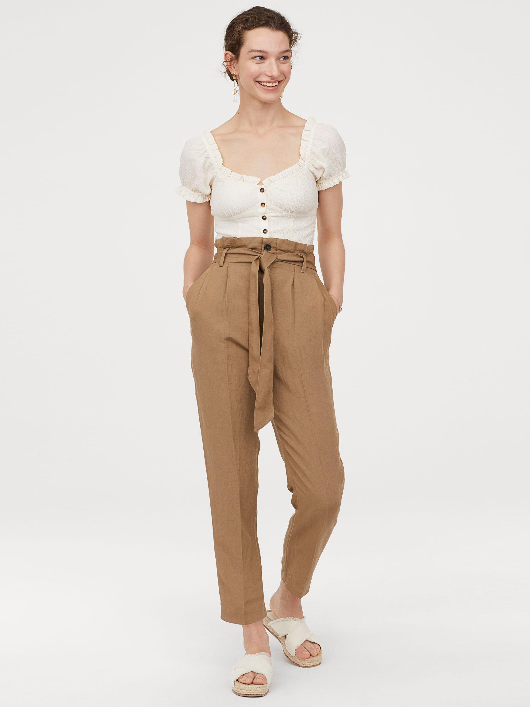 

Брюки H&M 7525160-ACXI 38 Темно-бежевые