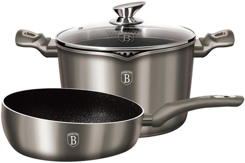 

Набор посуды Berlinger Haus Carbon кастрюля 6л с крышкой-дуршлагом и сковорода Шеф-повар d 26 см