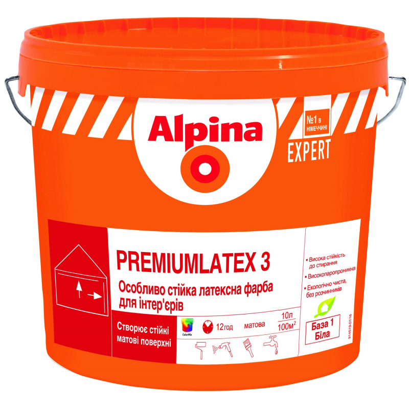 

Alpina Expert Premiumlatex 3 - особо устойчивая латексная краска для интерьеров B1 - Белая 10л