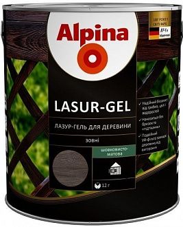 

ALPINA LASUR-GEL тонкослойная лазурь для защиты деревянных фасадов - ЧЕРНЫЙ глянец 10л.