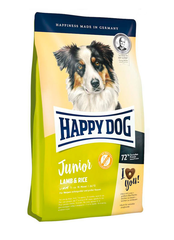

Сухой безглютеновый корм Happy Dog Junior Lamb & Rice для юниоров средних и крупных пород 4 кг