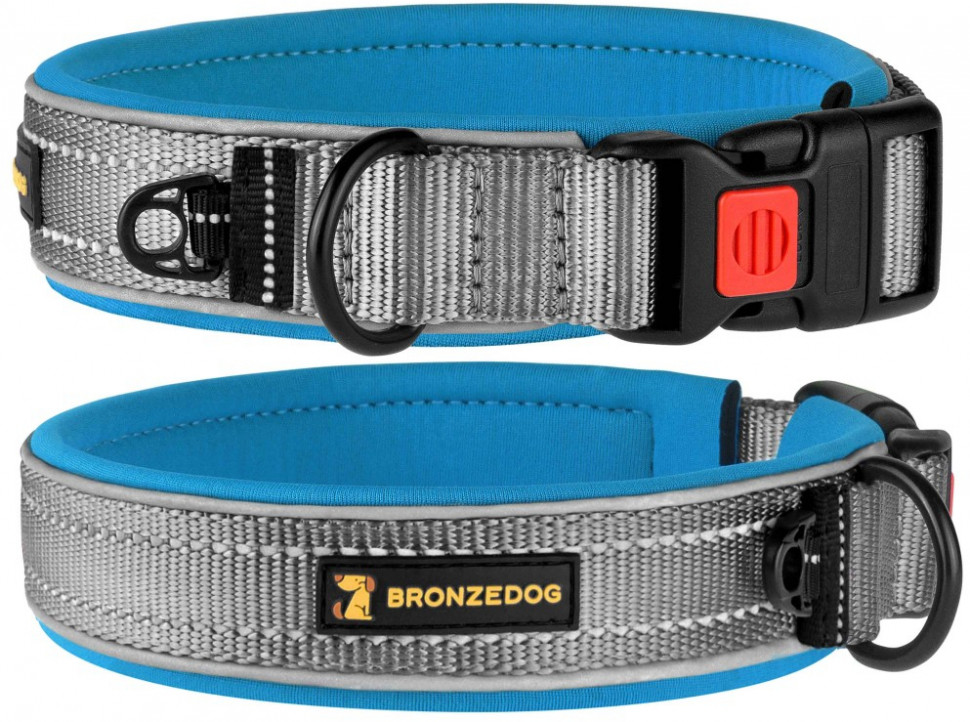 

Нашийник Для Собак BronzeDog Sport Сіро-Блакитний, XL 25 мм 51-59 см