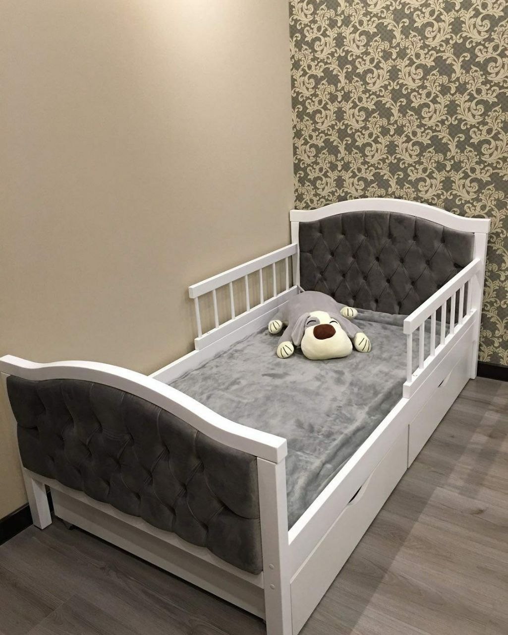 

Кровать детская мягкая с ящиками Teremokkids VDSbox-gray 80*160