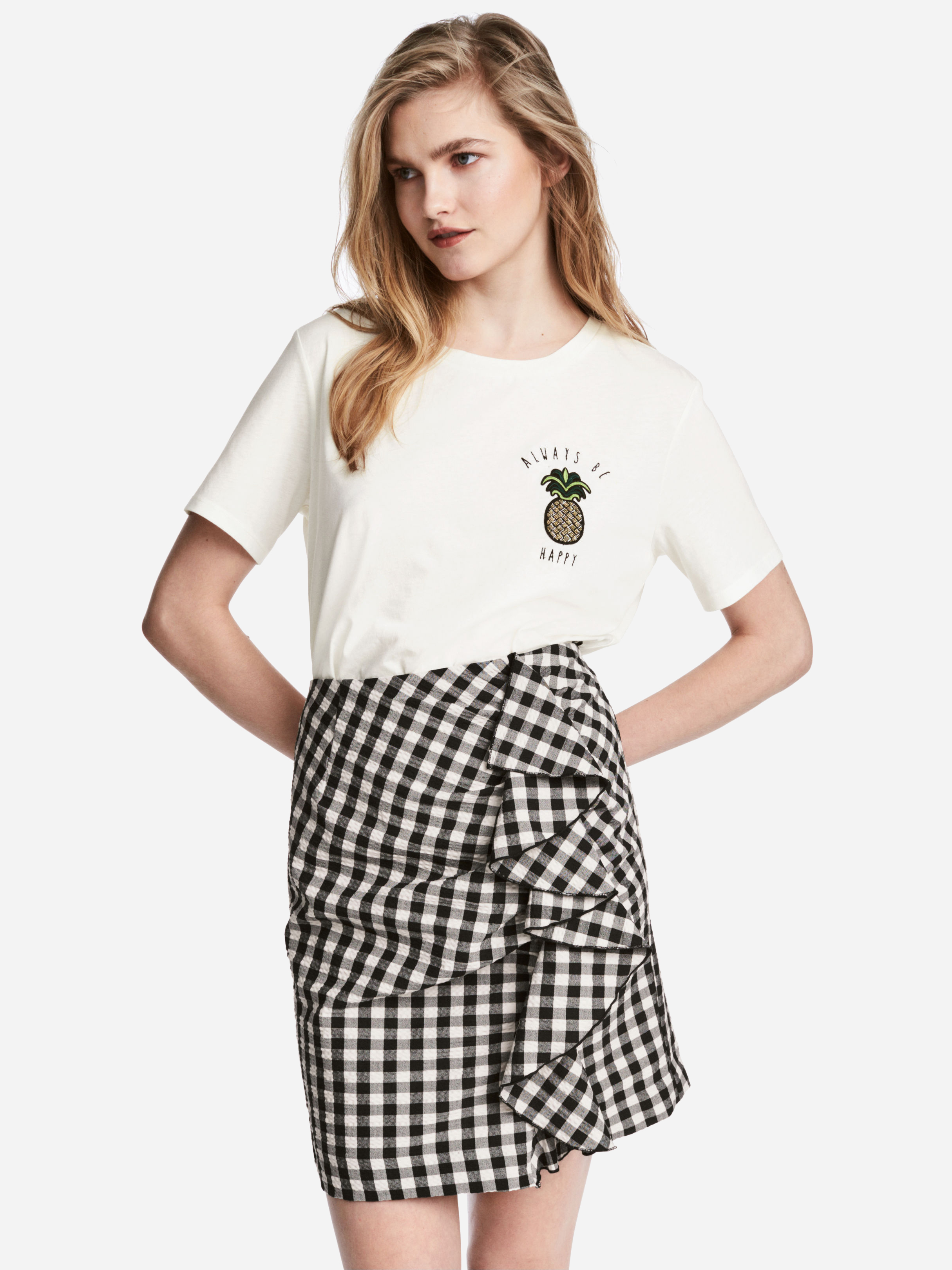 

Юбка H&M 5316845-ABQF 44 Молочная с черным