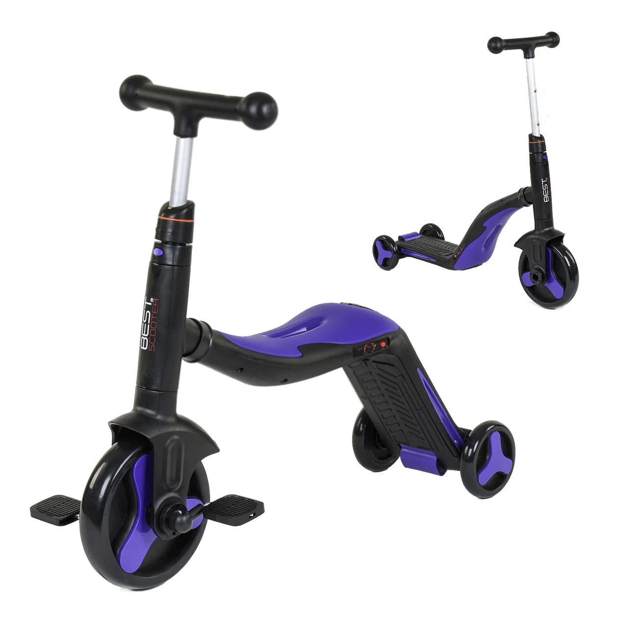 

Самокат беговел велосипед Scooter 3в1 трансформер от 3 - 8 лет, фиолетовый