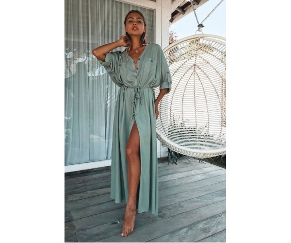 

Пляжная туника длинная со шнурком на поясе Modern Boutique мятный, S Т43