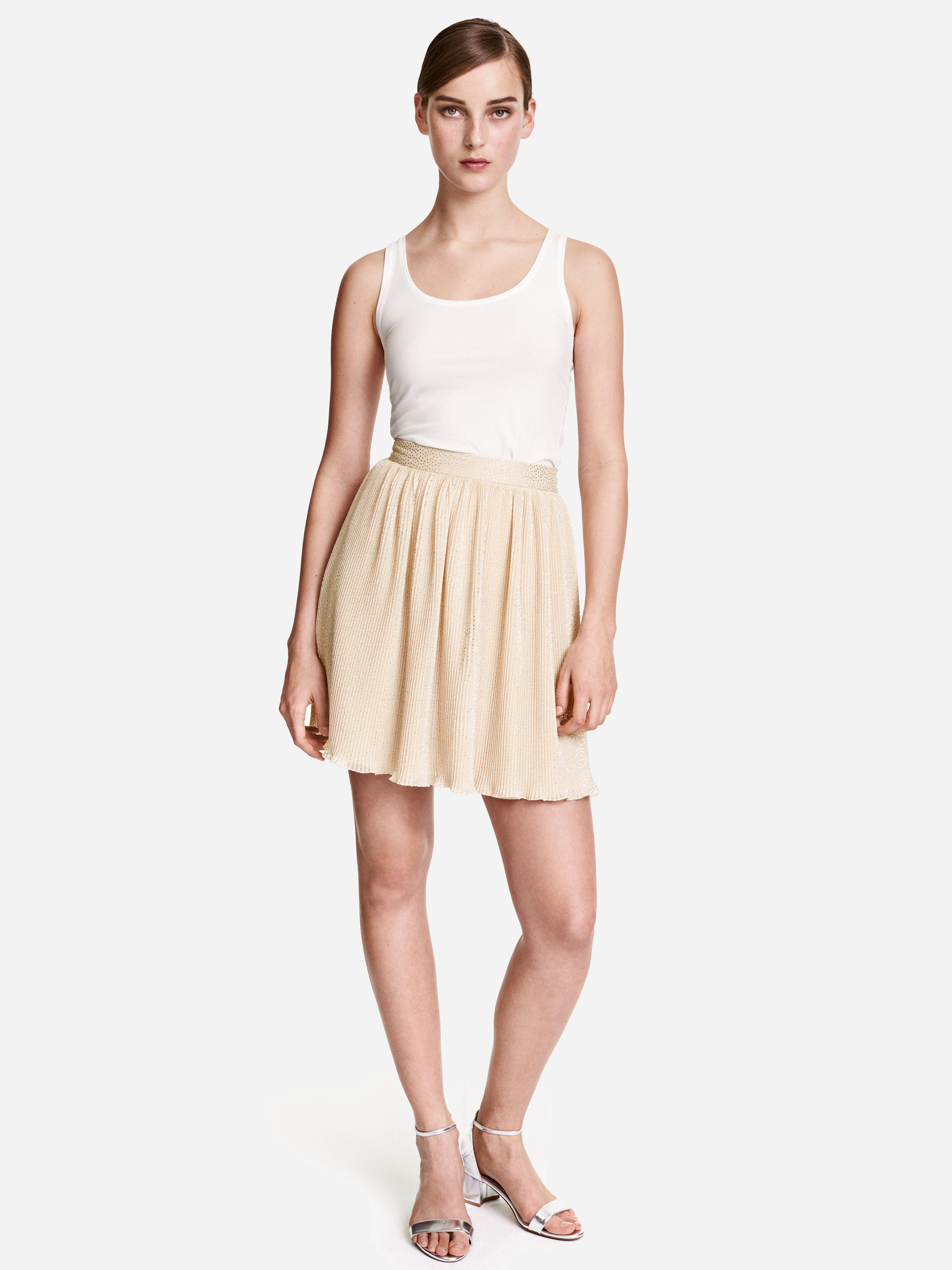 

Юбка H&M 3838752-ABHR 46 Бежевая с серебристым