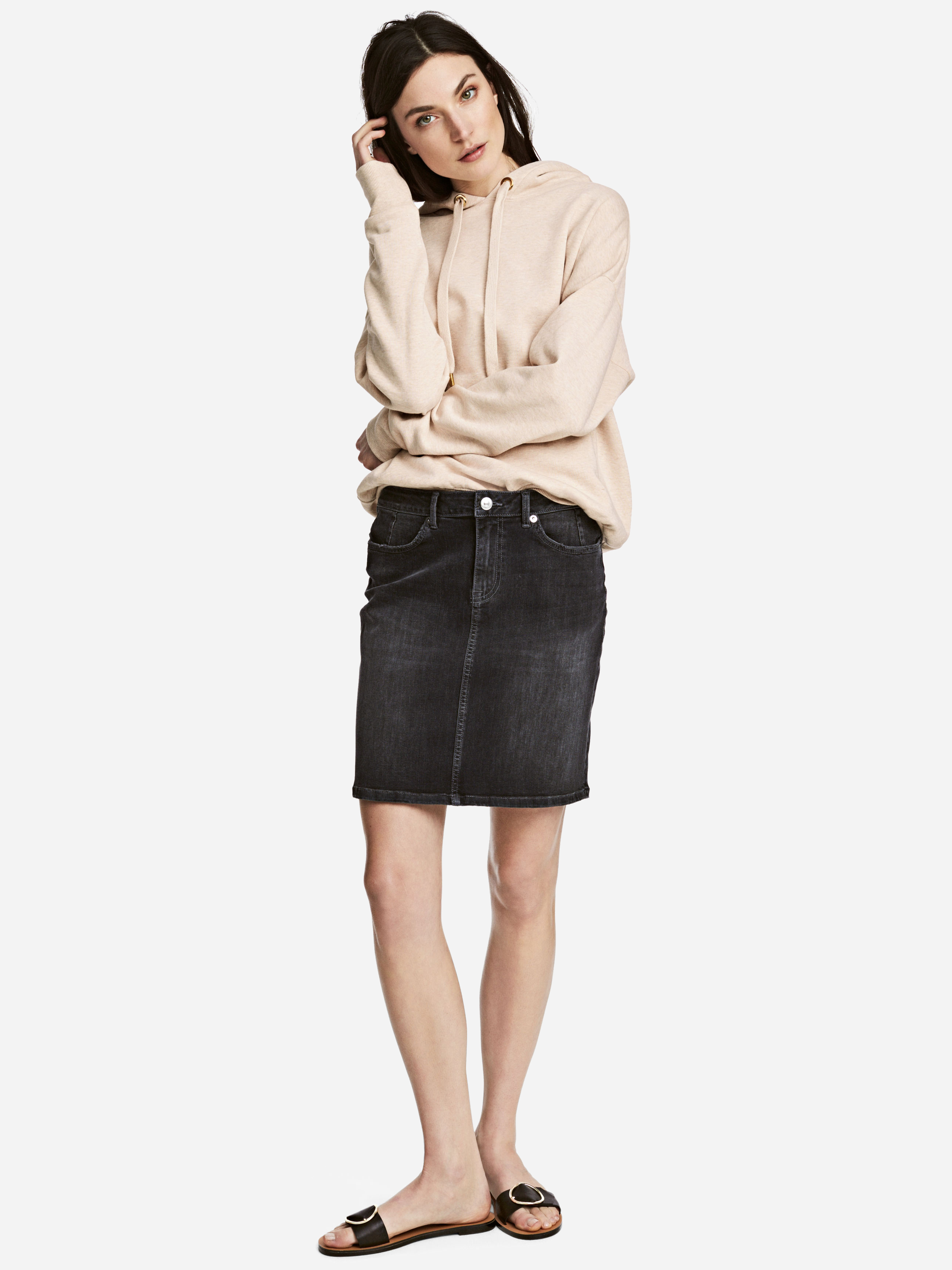 

Юбка джинсовая H&M 4719275-AAZJ 34 Светло-черная