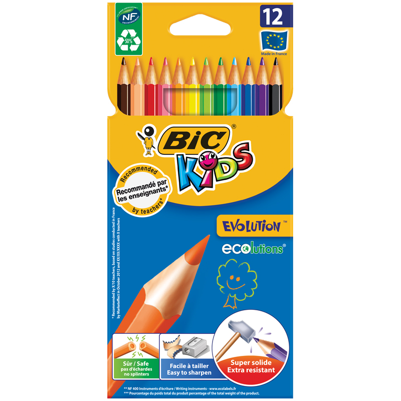 

Олівці кольорові BIC Kids 12 кольорів Evolution