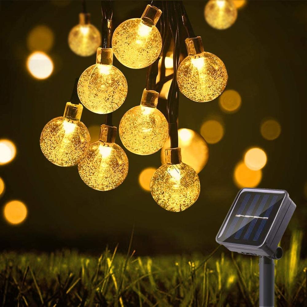 

Уличная светодиодная гирлянда 10 метров 100 LED на солнечной батарее Ledart теплый свет "Хрустальные шары" Crystal Ball