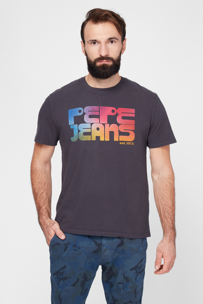 

Мужская темно-серая футболка с принтом DAN Pepe Jeans S PM507461