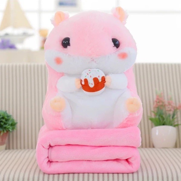 

Мягкая игрушка Хомяк с пледом 3 в 1 с кексом Happy Toys 40см