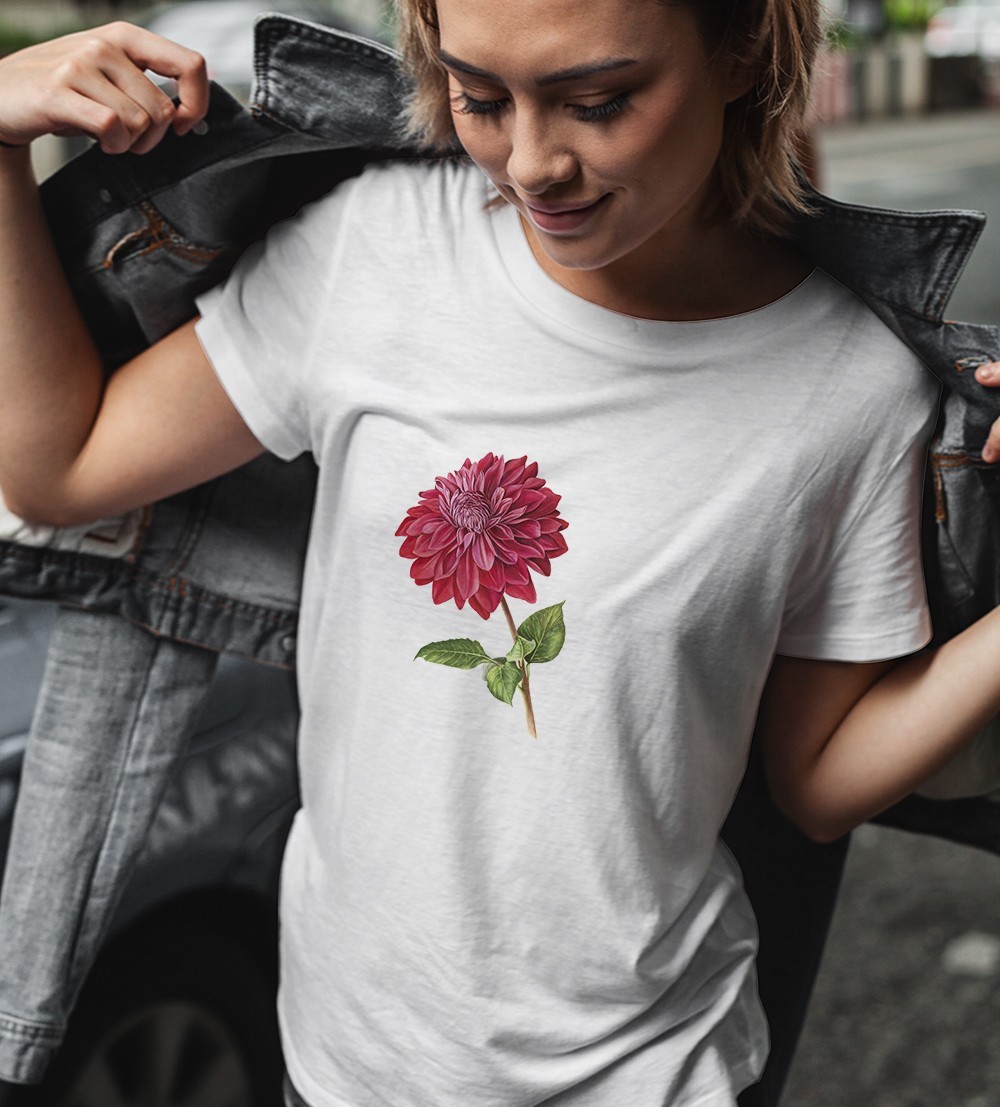 

Футболка женская белая с принтом "Peony", размер . WallZoo, Футболка женская белая с принтом "Peony", размер XL. WallZoo