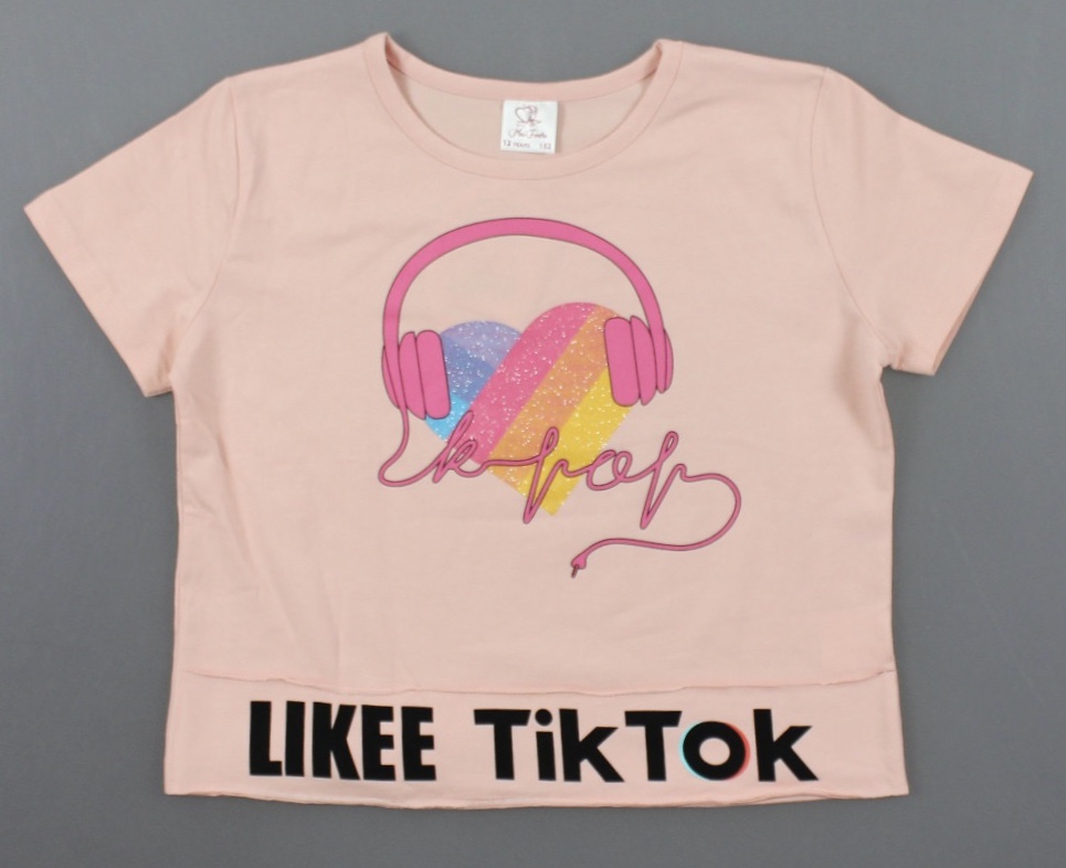 

Футболка-топ для девочек Likee Tik Tok, Артикул: 965-персиковый (146 СМ)