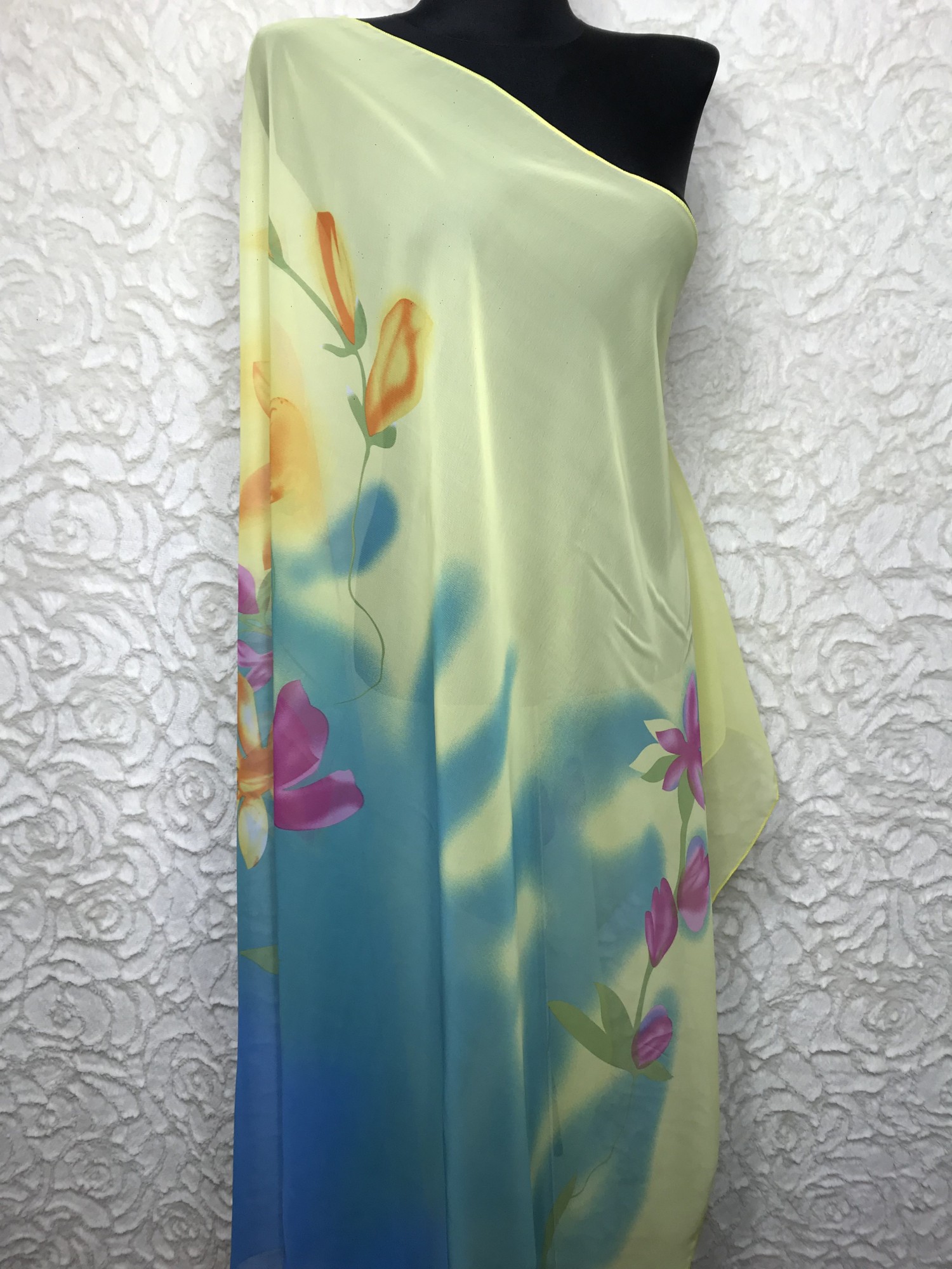 

Парео ASHMA 105*150 см пляжное желто-голубое на море