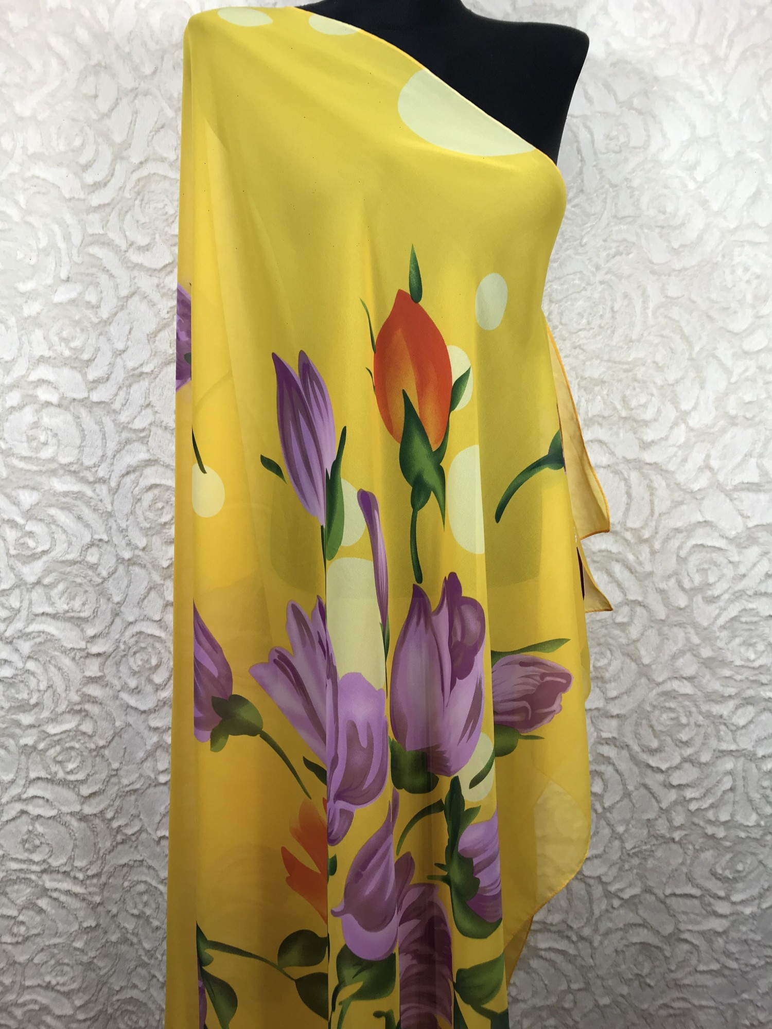 

Парео ASHMA 105*150 см шифоновое желтое пляжное с цветами