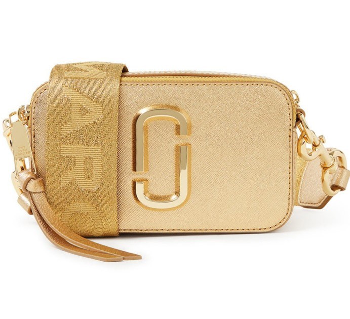 

Кожаная женская сумка - клатч через плечо Marc Jacobs The Snapshot DTM Gold