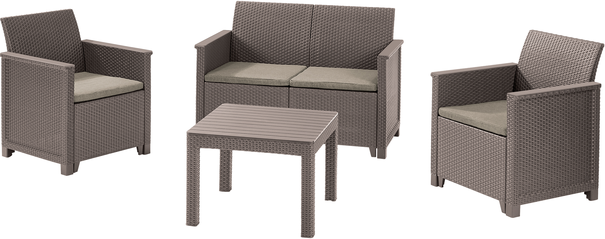 

Набор мебели Keter Emma 2 seater set Стол + софа + кресла 2 шт Бежевый