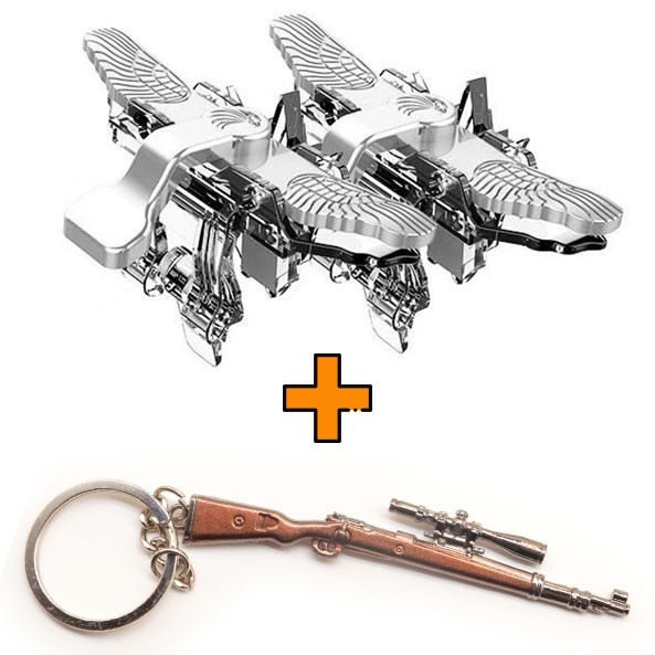 

Игровые контроллеры Marpiel Fallen Angel (геймпад триггеры курки для смартфона для PUBG) серебряные + Kar98k