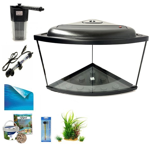 

Аквариумный комплект "Zoocool Black" Led Light УГЛОВОЙ (крышка LED) 720-720-600 мм 174 л 8 мм