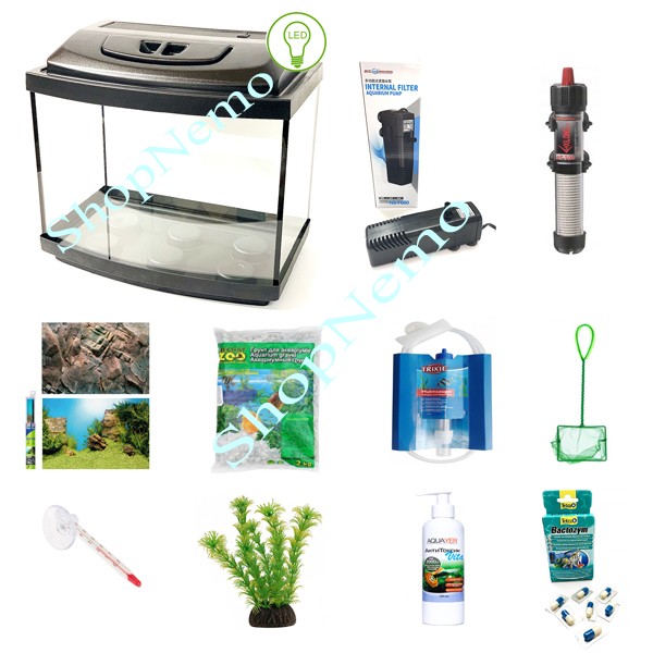 

Аквариумный набор Zoocool 400-250-300 (30л) 4мм овальный LED-E14 черный силикон