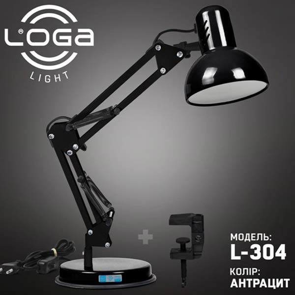 

Лампа настольная Пантограф LOGA light L-302 чёрная (Антрацит) Е27