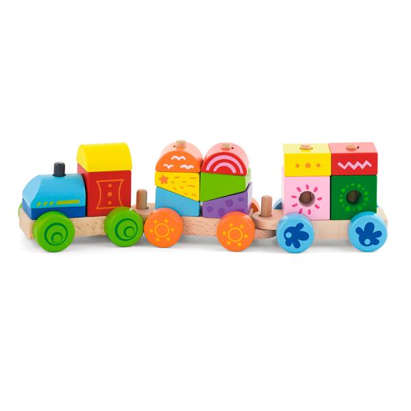 

Деревянный поезд Viga Toys Яркие кубики цветные