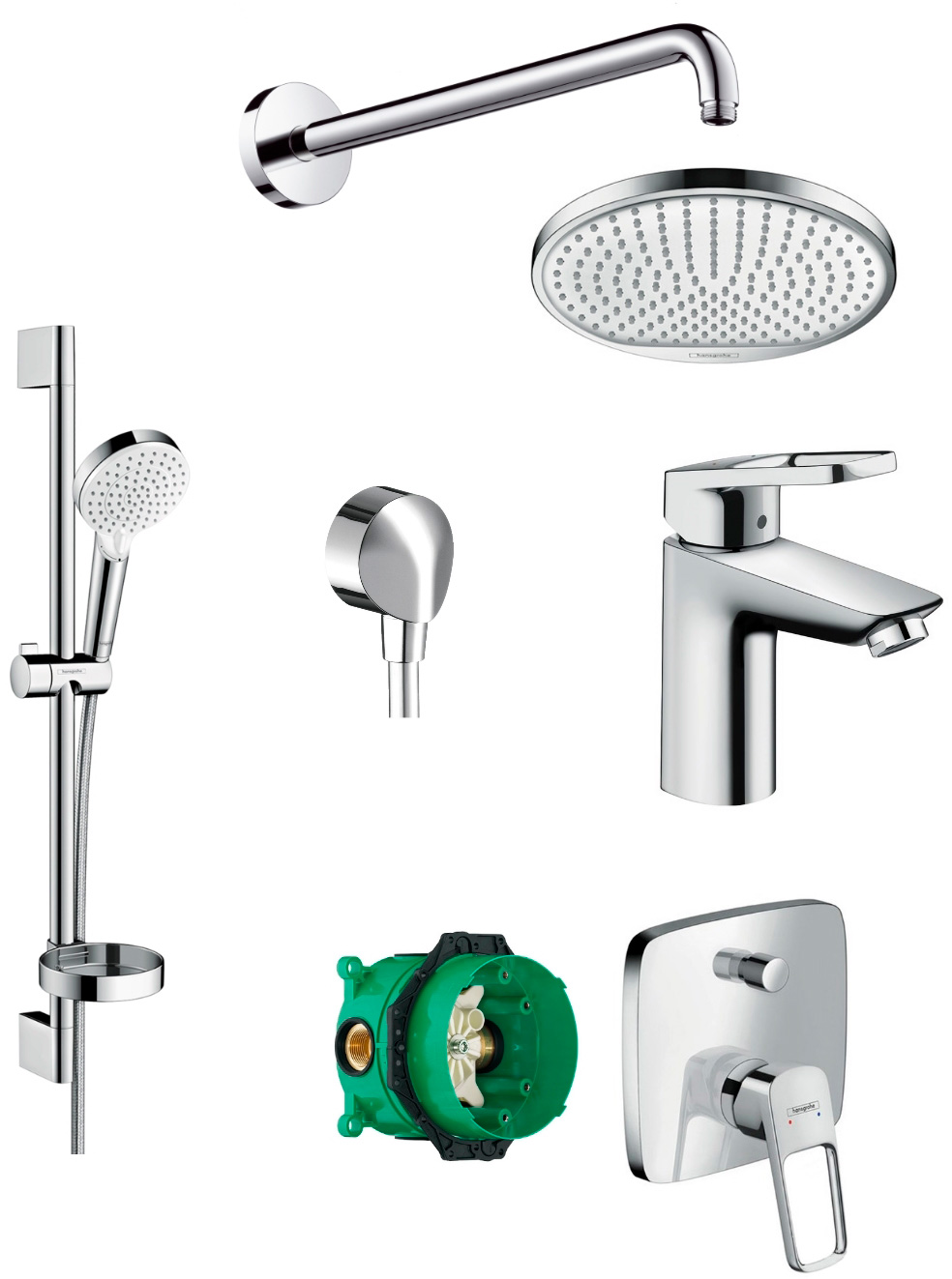 

Набор смесителей скрытого монтажа для ванны/душа HANSGROHE Logis Loop 1122019 (71151000+26553400+71264000+01800180+27454000+27413000+26723000)