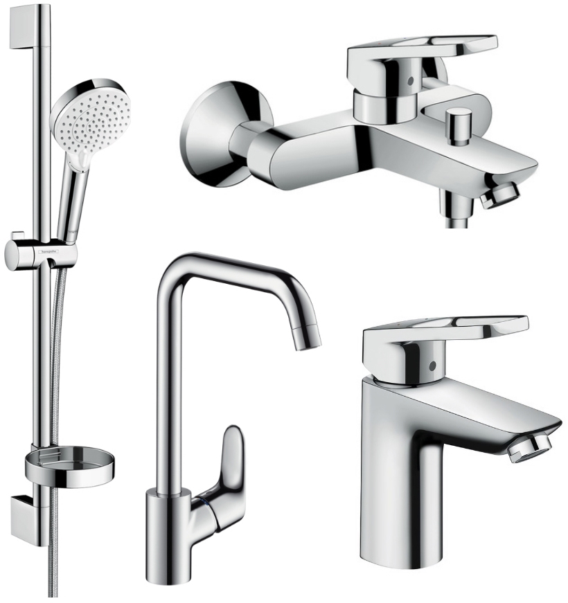 

Набор смесителей HANSGROHE Logis Loop 1172019 (71151000+71244000+26553400+31820000) Хром