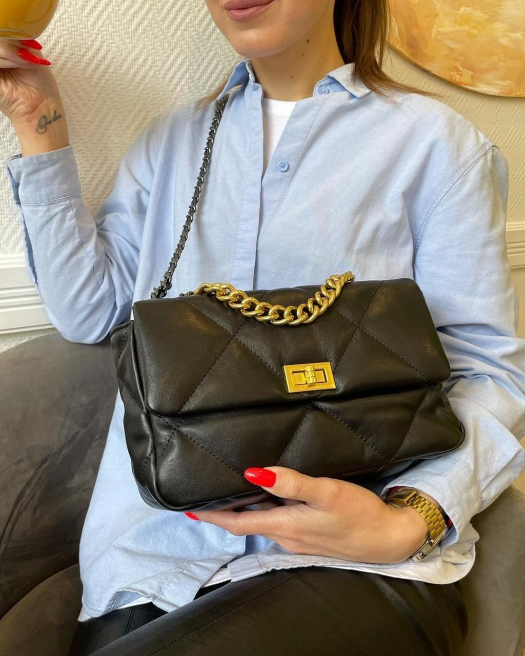 

Женская кожаная сумка клатч 16 26 9 см Magicbag Черная