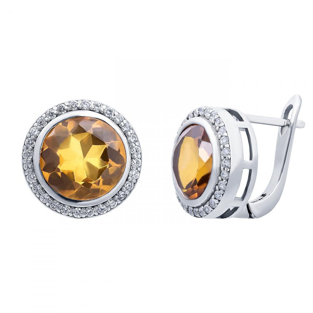 

Серьги из серебра с куб. циркониями и кварцем 146639