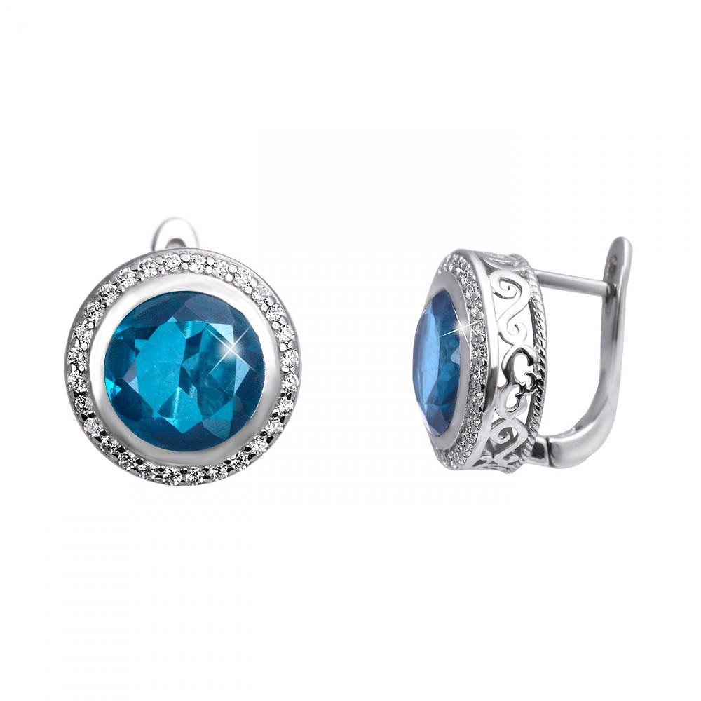 

Серьги из серебра с куб. циркониями и кварцем 146925