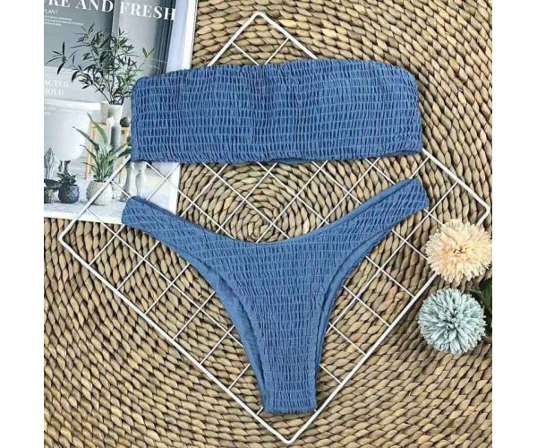 

Купальник бандо из жатки без бретель Modern Boutique дымчатый, L К766