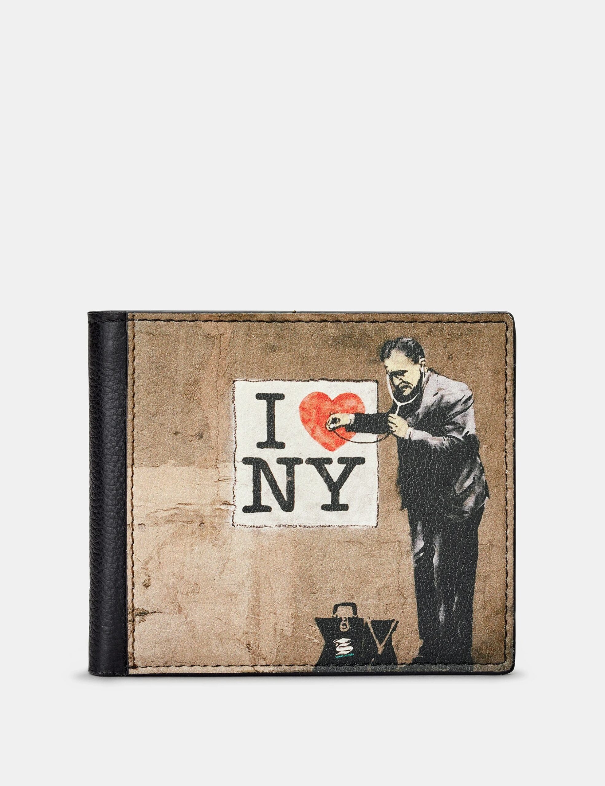 

Черный кожаный кошелек Banksy NY