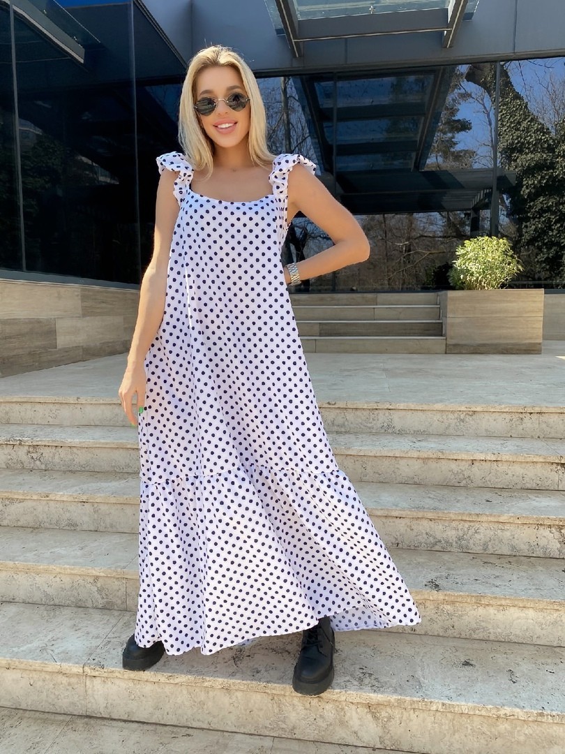 

Платье макси в горошек Miss Podium Белый 44
