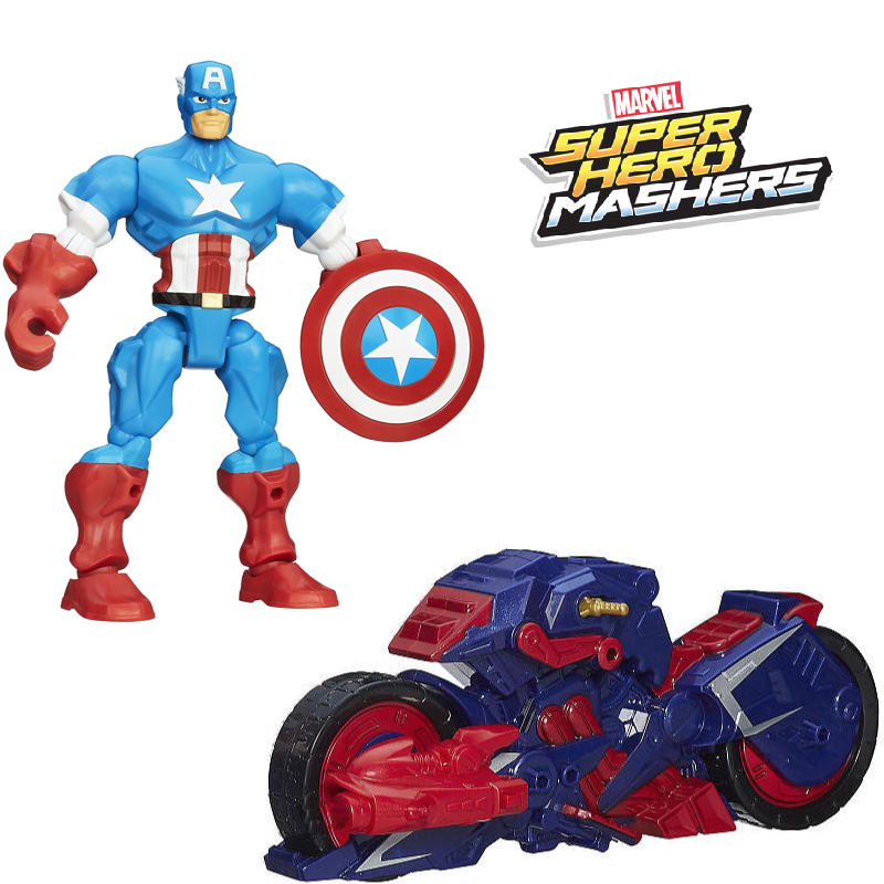 

Разборная фигурка Капитан Америка с мотоциклом, съемными частями, 15 см - Captain America Marvel Mashers Hasbro