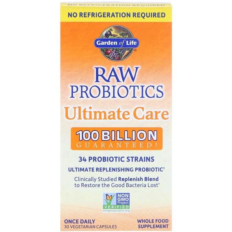 

Специальный продукт Garden of Life Raw Probiotics Ultimate Care 100 Billion 30 капсул (4384303411)