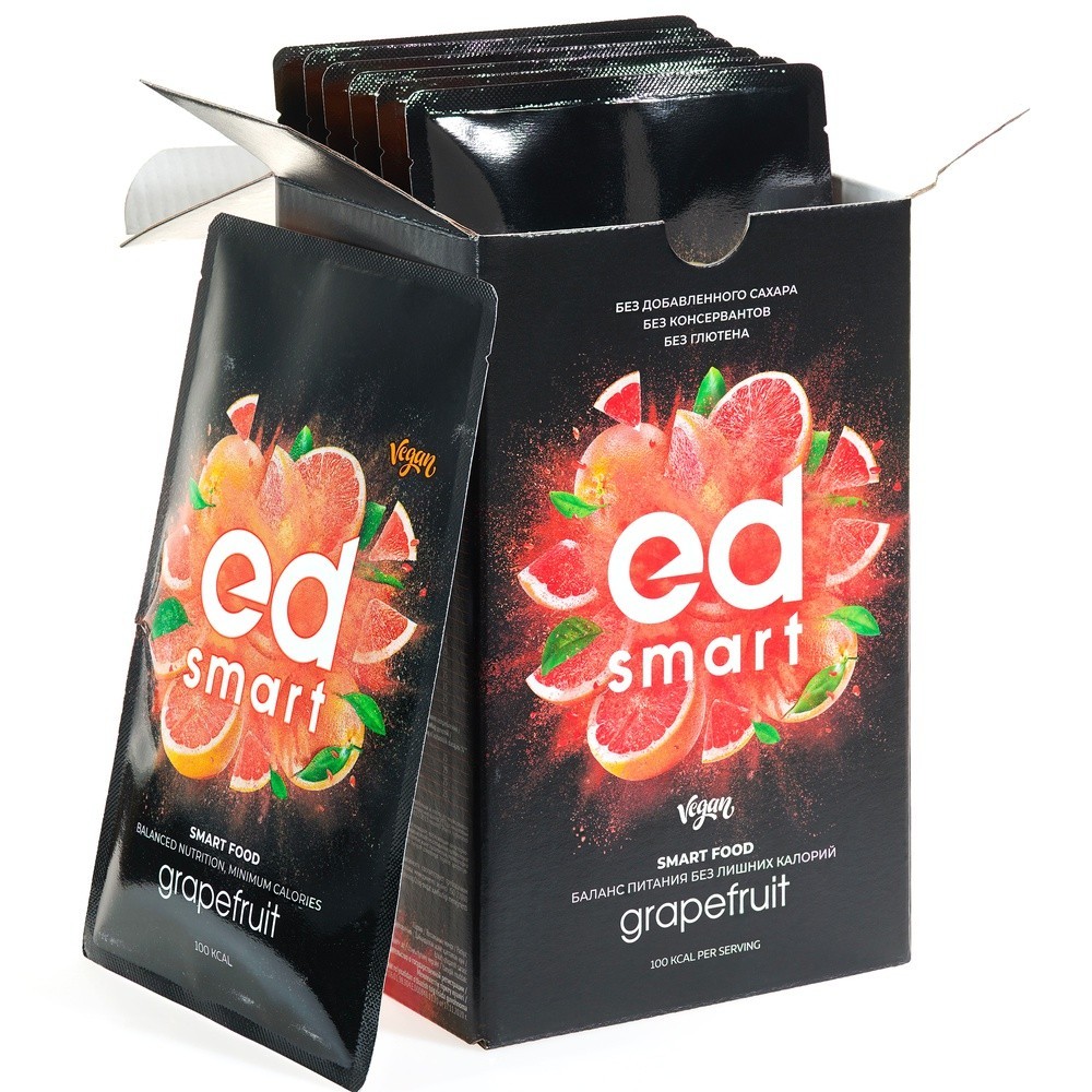 

Коктейль Энерджи Диет Грейфрут ED Smart Grapefruit vegan Сбалансированное питание для похудения и коррекции веса подходит веганам 7 саше по 30 г