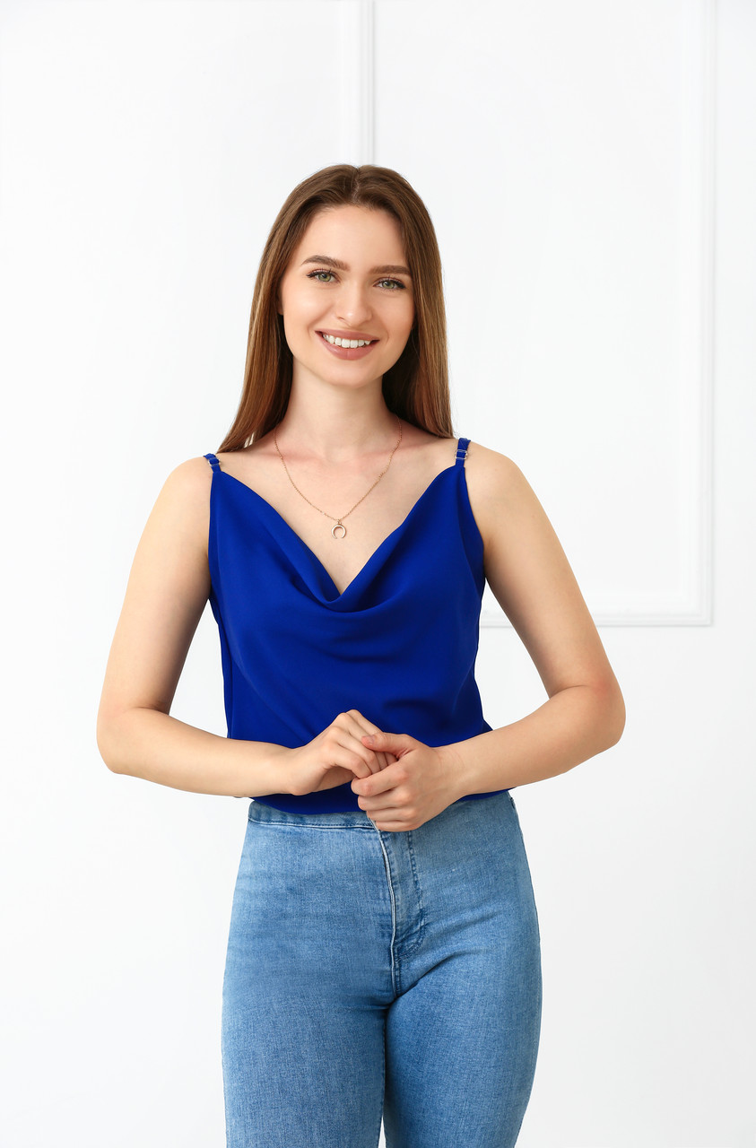 

Летняя блуза на тонких бретелях Fashion Girl "Argo" - электрик, Летняя блуза на тонких бретелях Fashion Girl "Argo" 46-48 электрик