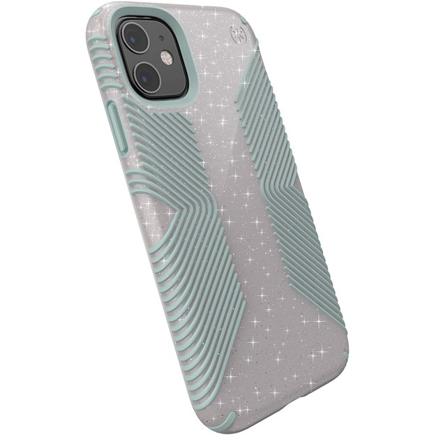 

​Антибактериальный противоударный чехол бампер Speck Presidio Grip + Glitter Apple Iphone 11 6.1″ Whitestone Grey Glitter/Blue